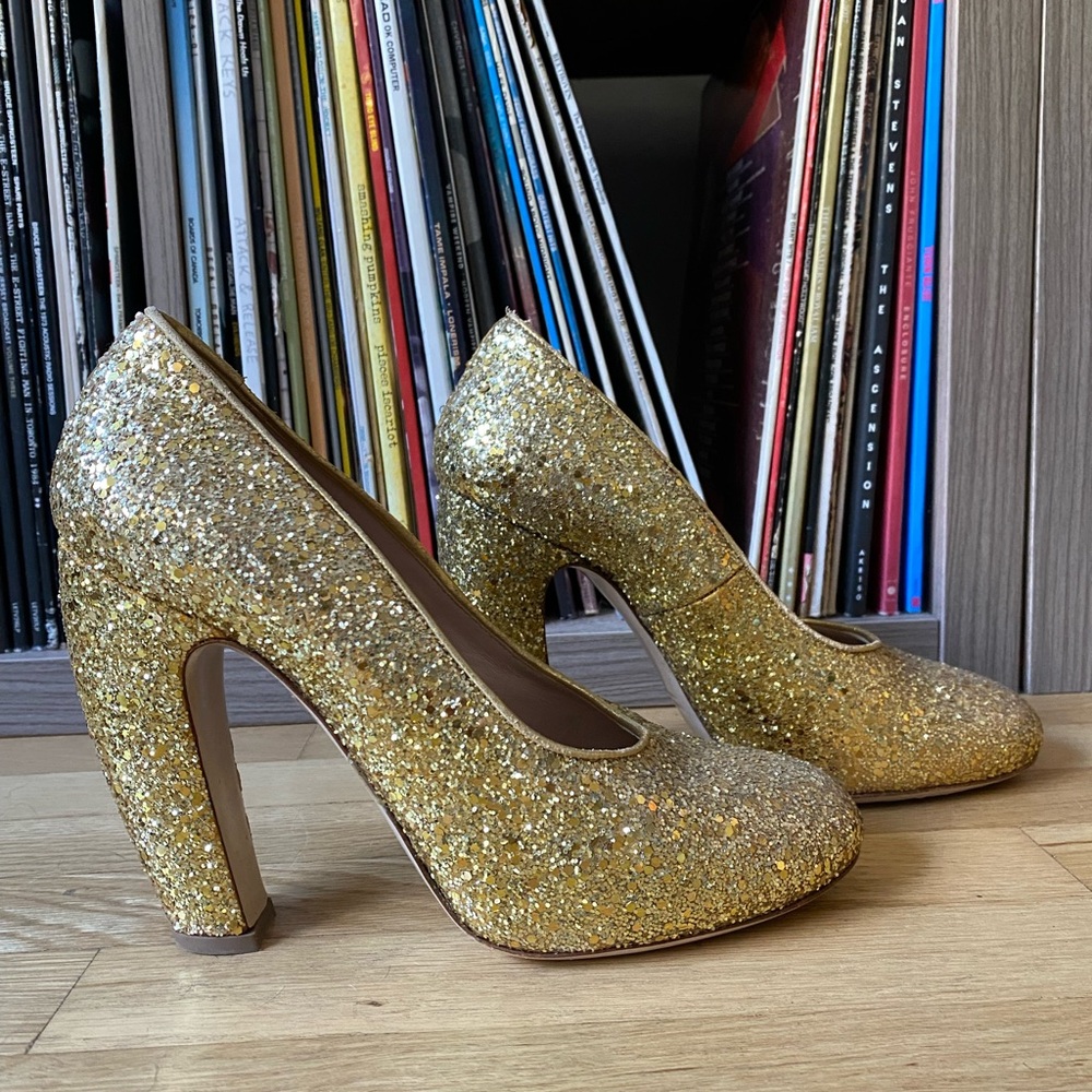 Miu Miu Sparkling Gold Heels